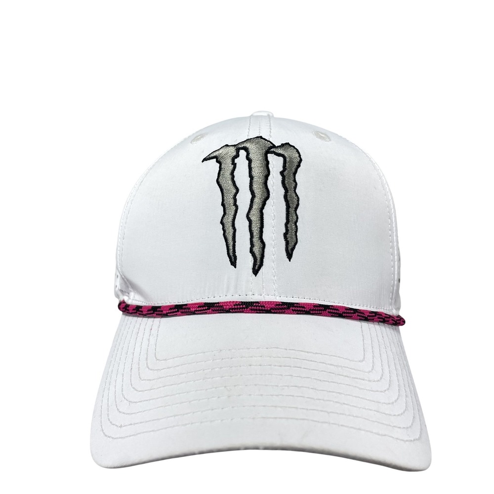 Monster Energy Ultra White Rope Hat Snapback Perforated Cap One Size Adjustable